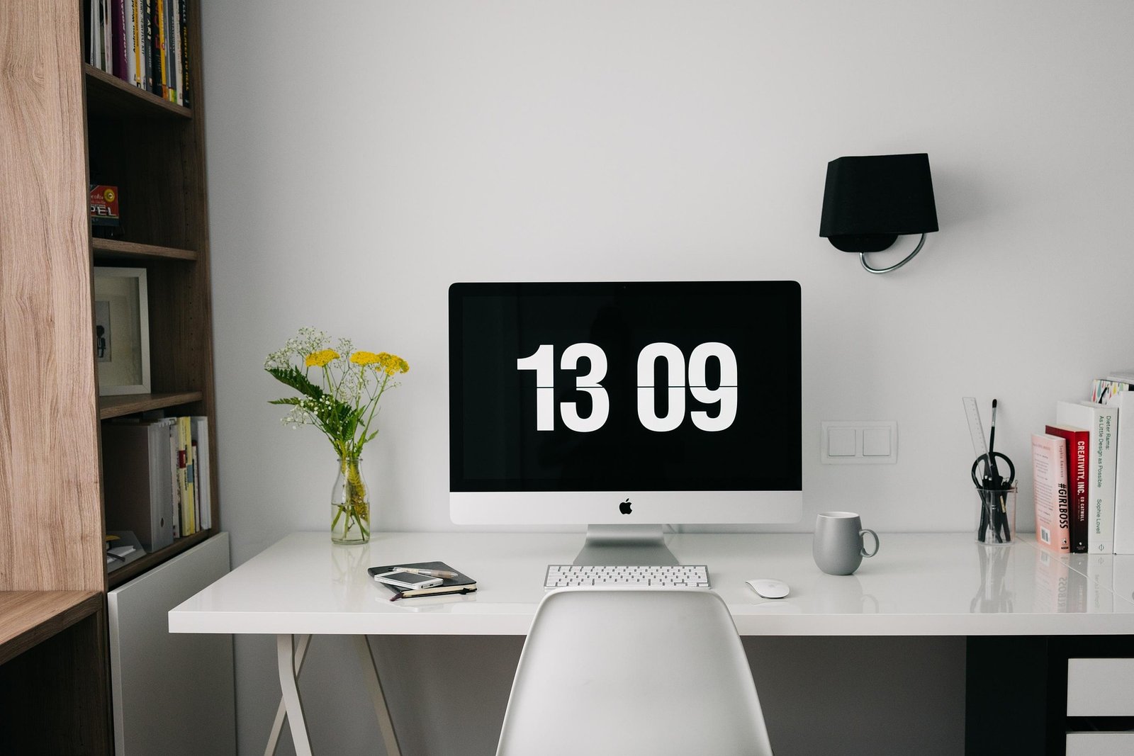 Organised home workspace prepared for returning to work
